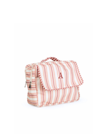 Necessaire 2 Zíperes | Listrado 2 Cores Rose E Vermelho + Listrado Vermelho