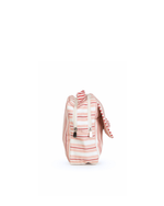 Necessaire 2 Zíperes | Listrado 2 Cores Rose E Vermelho + Listrado Vermelho