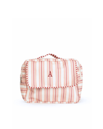 Necessaire 2 Zíperes | Listrado 2 Cores Rose E Vermelho + Listrado Vermelho