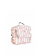 Necessaire 2 Zíperes | Listrado 2 Cores Rose E Azul Claro + Listrado Azul Claro