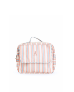 Necessaire 2 Zíperes | Listrado 2 Cores Rose E Azul Claro + Listrado Azul Claro