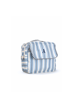 Necessaire 2 Zíperes | Listrado 2 Cores Azul Claro E Azul Marinho + Listrado Azul Marinho