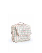 Necessaire 2 Zíperes | Xadrez 2 Cores Verde Menta E Rose + Listrado Rose