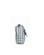 Necessaire 2 Zíperes | Xadrez 2 Cores Verde Menta E Azul Marinho + Listrado Azul Marinho