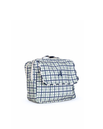 Necessaire 2 Zíperes | Xadrez 2 Cores Verde Menta E Azul Marinho + Listrado Azul Marinho