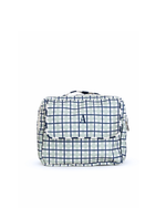 Necessaire 2 Zíperes | Xadrez 2 Cores Verde Menta E Azul Marinho + Listrado Azul Marinho