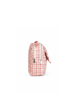 Necessaire 2 Zíperes | Xadrez 2 Cores Rose E Vermelho + Listrado Vermelho