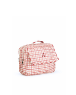 Necessaire 2 Zíperes | Xadrez 2 Cores Rose E Vermelho + Listrado Vermelho