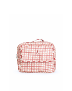 Necessaire 2 Zíperes | Xadrez 2 Cores Rose E Vermelho + Listrado Vermelho