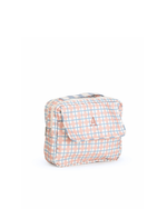 Necessaire 2 Zíperes | Xadrez 2 Cores Rose E Azul Claro + Listrado Azul Claro