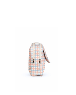 Necessaire 2 Zíperes | Xadrez 2 Cores Rose E Azul Claro + Listrado Azul Claro