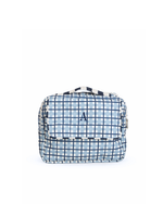 Necessaire 2 Zíperes | Xadrez 2 Cores Azul Claro E Azul Marinho + Listrado Azul Marinho