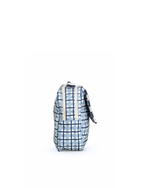 Necessaire 2 Zíperes | Xadrez 2 Cores Azul Claro E Azul Marinho + Listrado Azul Marinho