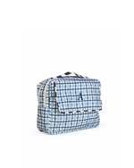Necessaire 2 Zíperes | Xadrez 2 Cores Azul Claro E Azul Marinho + Listrado Azul Marinho