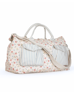 Mala Com Bolsos | Florzinhas Botânicas + Listrado Azul Claro