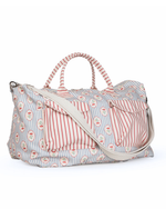Mala Com Bolsos | Floral Listrado Botânico + Listrado Vermelho