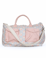 Mala Com Bolsos | Floral Listrado Botânico + Listrado Vermelho