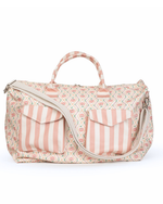 Mala Com Bolsos | Floral Losango Botânico + Listrado Rose