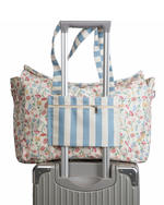 Bolsa Bolsos | Floral Botânico + Listrado Azul Claro