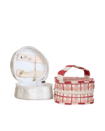Porta Jóias | Xadrez 2 Cores Rose E Vermelho + Listrado Vermelho