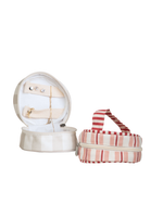 Porta Jóias | Listrado 2 Cores Rose E Vermelho + Listrado Vermelho