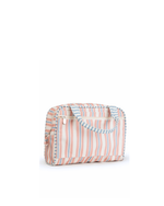 Necessaire Malinha | Listrado 2 Cores Rose E Azul Claro + Listrado Azul Claro