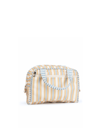 Necessaire Malinha | Listrado 2 Cores Amarelo E Azul Claro + Listrado Azul Claro