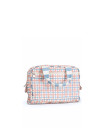 Necessaire Malinha | Xadrez 2 Cores Rose E Azul Claro + Listrado Azul Claro