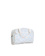 Necessaire Malinha | Losango Azul Claro E Florzinhas