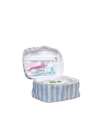 Necessaire Frasqueira | Listrado 2 Cores Azul Claro E Verde Escuro