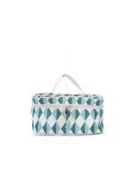 Necessaire Frasqueira | Losango 2 Cores Azul Claro E Verde Escuro