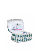 Necessaire Frasqueira | Losango 2 Cores Azul Claro E Verde Escuro