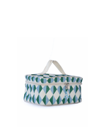 Necessaire Frasqueira | Losango 2 Cores Azul Claro E Verde Escuro