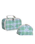 Necessaire Remédios | Xadrez 2 Cores Azul Claro E Verde Escuro