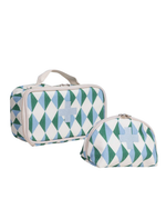 Necessaire Remédios | Losango 2 Cores Azul Claro E Verde Escuro
