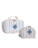Necessaire Remédios | Listrado Azul Claro E Vermelho