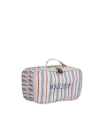 Necessaire Maquiagem Dupla  | Listrado Azul Claro E Vermelho