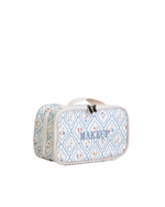 Necessaire Maquiagem Dupla | Losango Azul Claro E Florzinhas