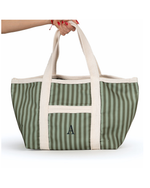 Bolsa Sacolona | Collab Mobiletti - Listrado Verde Escuro E Verde Claro + Estampa