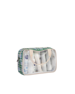 Necessaire Com Visor | Xadrez 2 Cores Azul Claro E Verde Escuro