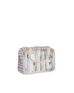 Necessaire Com Visor | Listrado Azul Claro E Vermelho