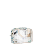 Necessaire Com Visor | Listrado 3 Cores Azul E Verde