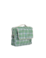 Necessaire 2 Zíperes | Xadrez 2 Cores Azul Claro E Verde Escuro