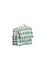 Necessaire 2 Zíperes | Losango 2 Cores Azul Claro E Verde Escuro