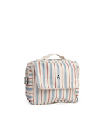 Necessaire 2 Zíperes | Listrado Azul Claro E Vermelho
