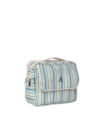 Necessaire 2 Zíperes | Listrado 3 Cores Azul E Verde