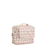 Necessaire 2 Zíperes | Collab Tom - Xadrez Vermelho Com Flores
