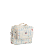 Necessaire 2 Zíperes | Collab Tom - Xadrez Azul Com Flores