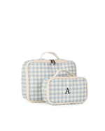 Kit Necessaire Maletinha | Xadrez Azul Claro
