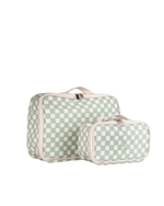 Kit Necessaire Maletinha | Quadradinhos Verde Menta
